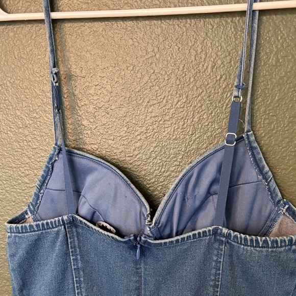 Denim rhinestone Spaghetti Strap Western Jumpsuit with Beaded Detail 😍 - Picture 9 of 11